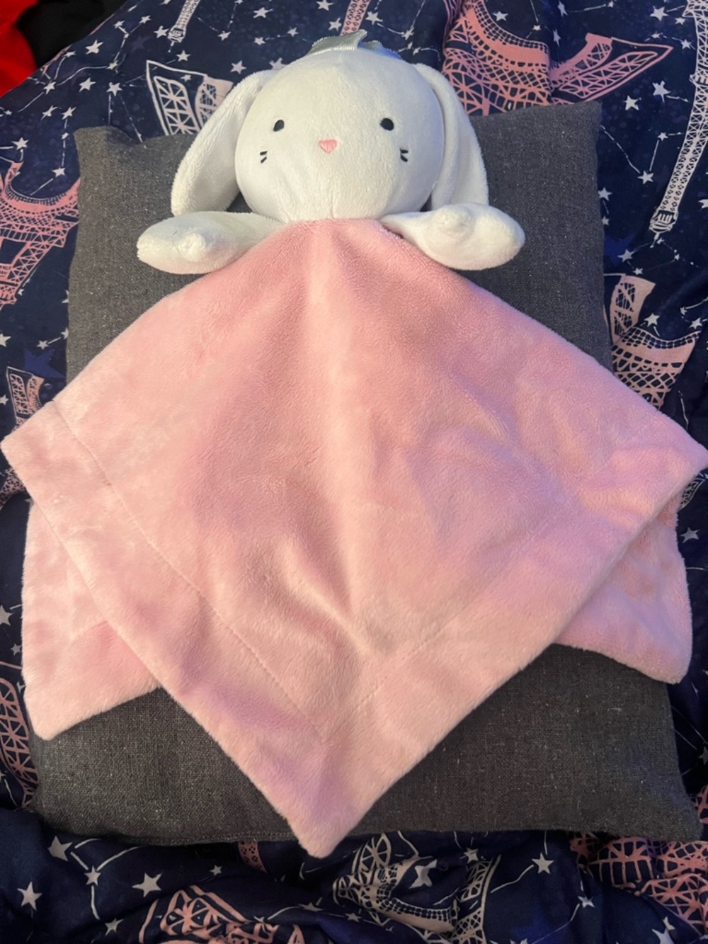 First Impressions Plush Bunny Lovey - White and Pink